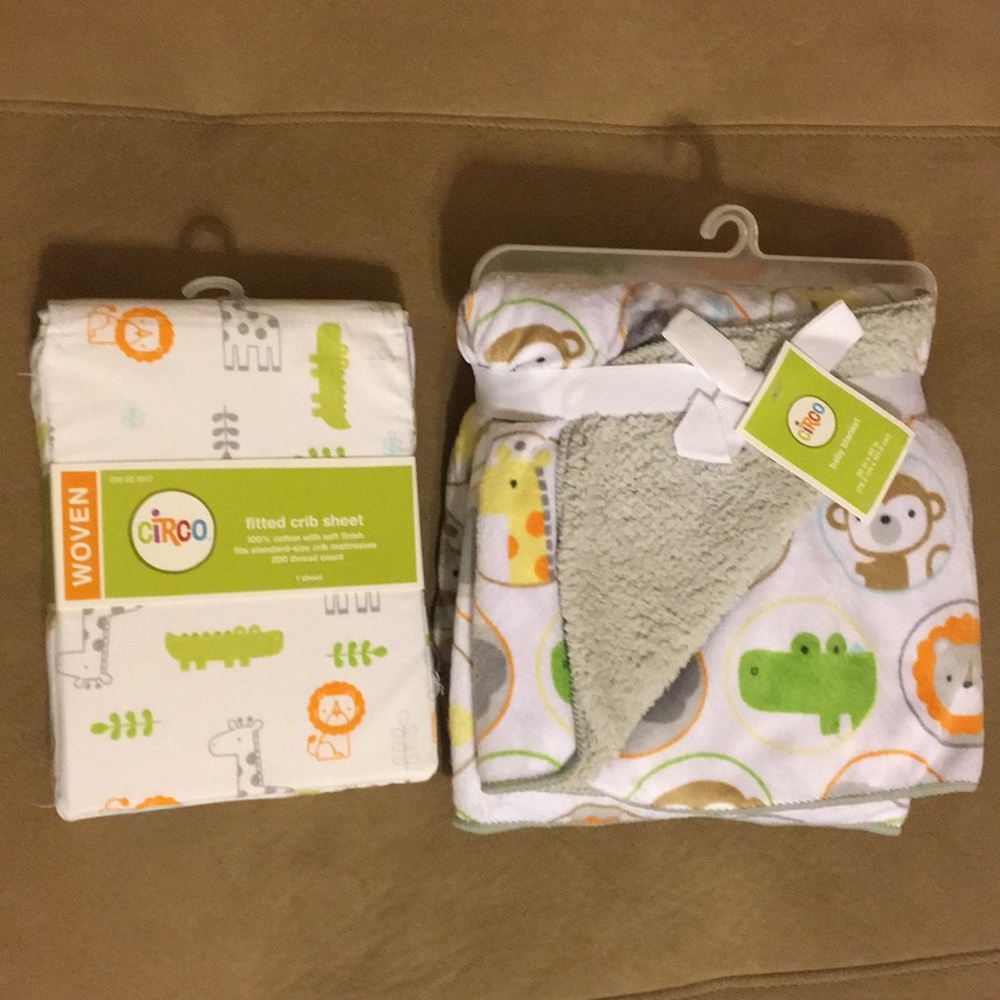 New with tags crib sheet and baby blanket girl boy